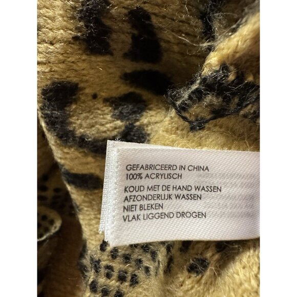 Michael Kors Reversible Infinity Scarf Leopard Print Logo Knit Tan Black - Picture 5 of 6